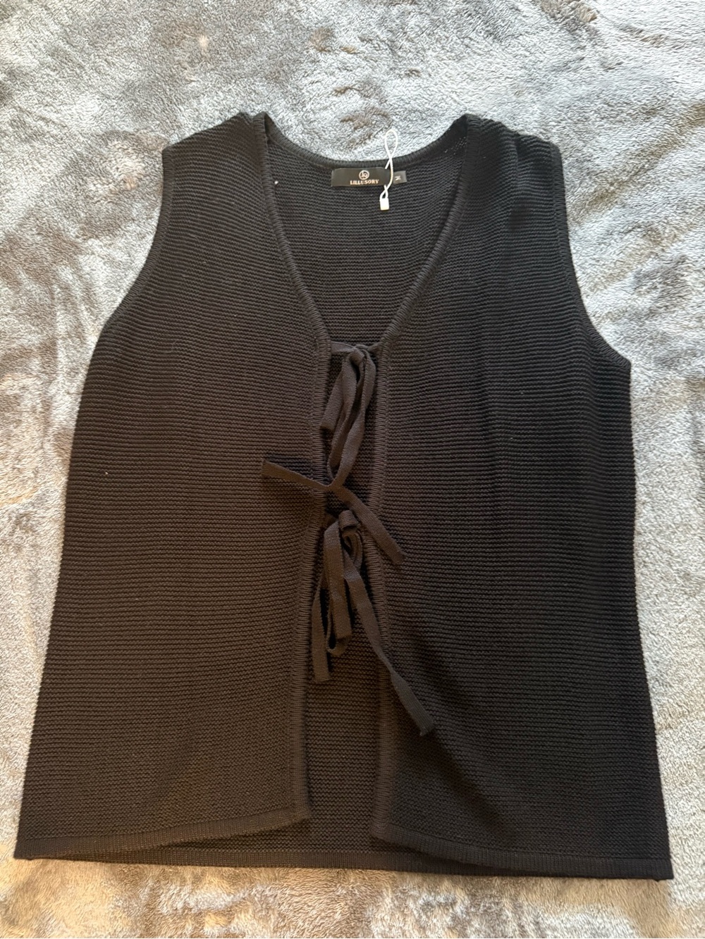Trina Turk Black Knit Tie-Front Sleeveless Top Vest